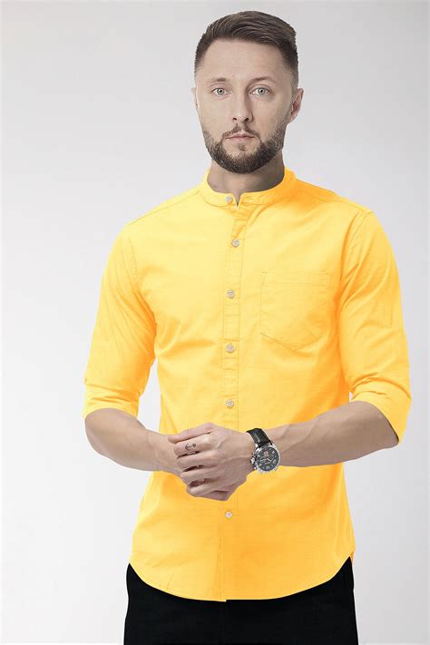 Turmeric Yellow Cotton xxxxl Shirts 2026 – kollercut