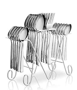 POG Anthem Stainless Steel Cutlery Set with Stand 24 Pcs : Amazon.in ...