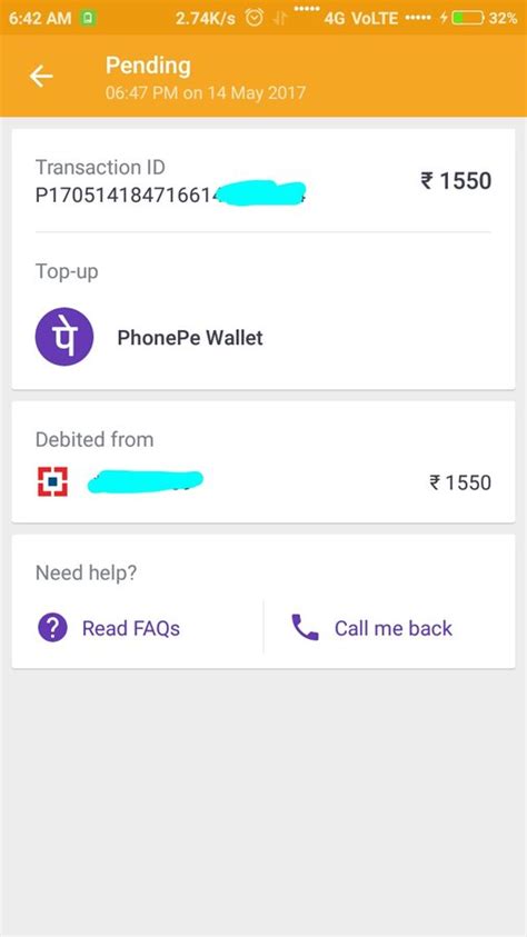 PhonePe — Pending Transaction from last 2 days