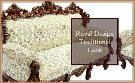 Woodkartindia Royal Design Maharaja Look Sofa Set with Walnut Finish ...