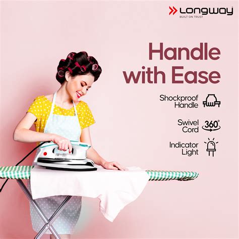 Longway Heavy Weight Dry Iron | Teflon Coated Electric Iron | 1000W ...