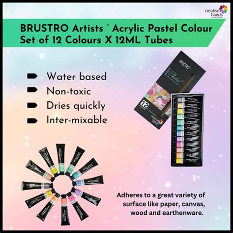 BRUSTRO Artist's Acrylic Pastel Colour | Set of 12 Colors X 12ml Tubes ...