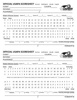 OFFICIAL USAPA SCORESHEET - Fill and Sign Printable Template Online