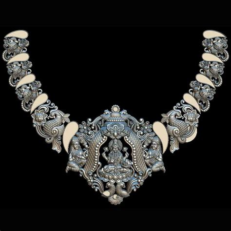 Gaja Lakshmi 3D Temple Jewelry Necklace - Antique Style