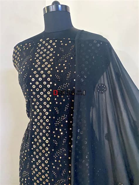 Black Chikankari Ring Mukaish Suit – Dress365days