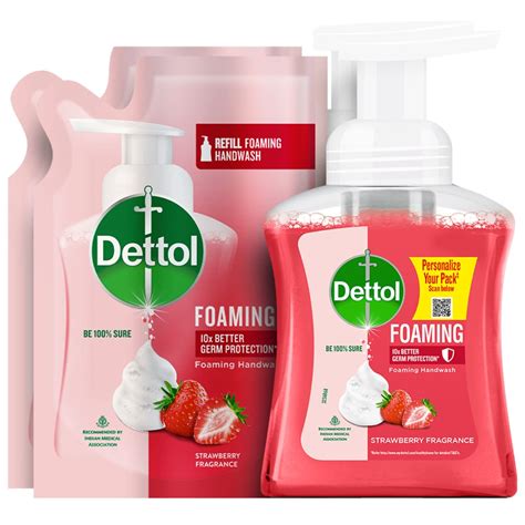 Buy Dettol Foaming Handwash Pump + Refill Combo, Strawberry (250ml ...