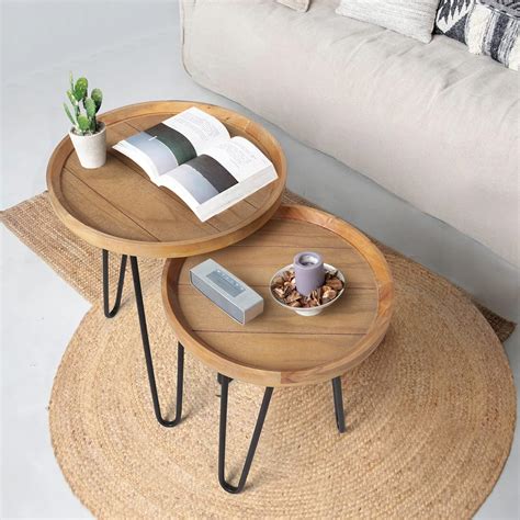 Nesting Tables for Living Room, Round Nesting Coffee Table, Farmhouse ...