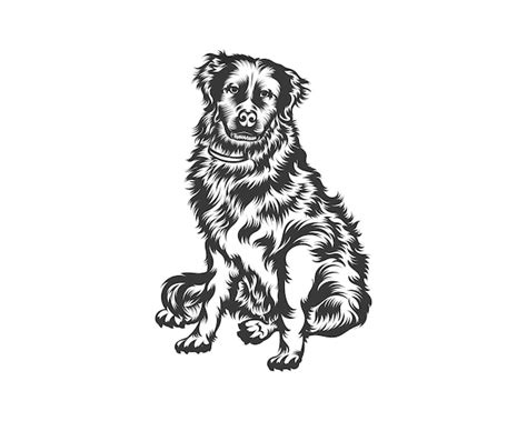 Berner Sennenhund Vektor Illustration, Hund Vektor schwarz auf weißem ...