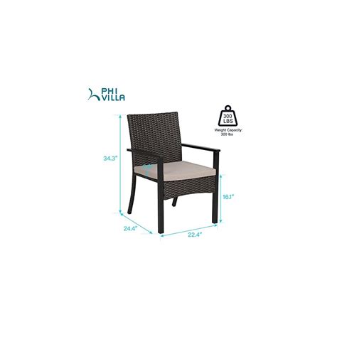 Buy PHI VILLA Outdoor Wicker Chairs Set of 2, Rattan Covered Metal ...