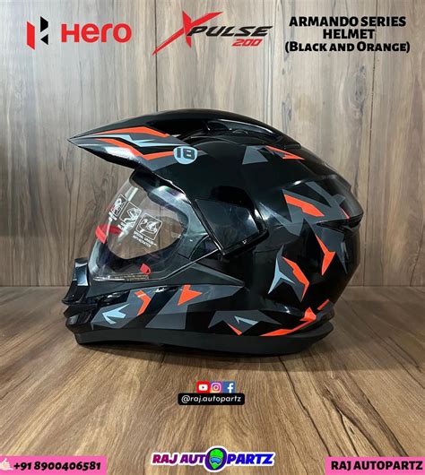 HERO XPULSE 200 ARMANDO SERIES HELMET ( BLACK AND ORANGE ) – RAJ AUTOPARTZ