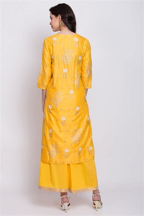 Ochre Flared Kurta Palazzo Suit Set