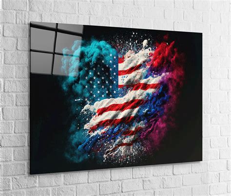 United States of America Flag Glass Print Wall Art, Abstract American Flag Wall Art, Modern Wall ...
