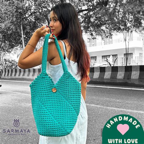 Teal Handmade Totally Tote Bag – Sarmaya.store