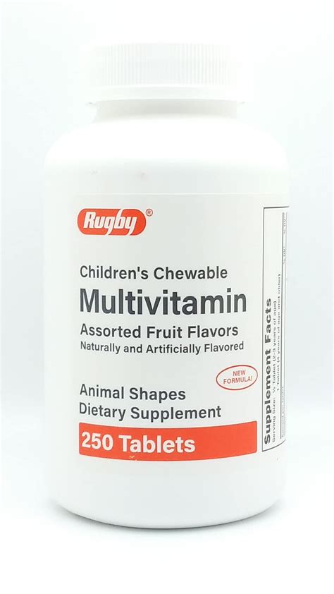 Rugby Kids Chewable Multivitamin, Assorted Fruit Flavors, Animal Shapes ...