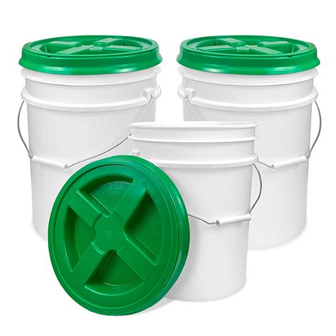 Amazon.com: 5 Gallon White Bucket with Green Gamma Seal Screw on ...