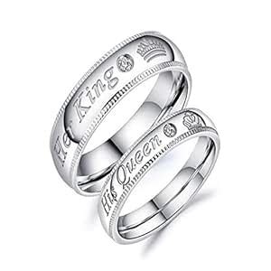 MEENAZ Couple Rings Crown King Queen Stylish Valentine Jewellery ...