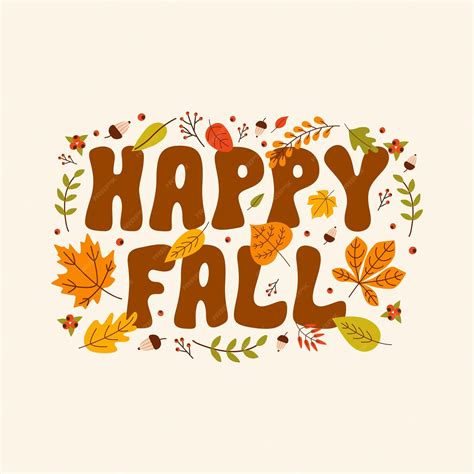 Premium Vector | Happy Fall vector illustration with autumn leaves ...
