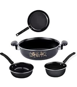 Nitish Combo 4 pcs Black) Ceramic Hard Anodized Non Stick Induction ...
