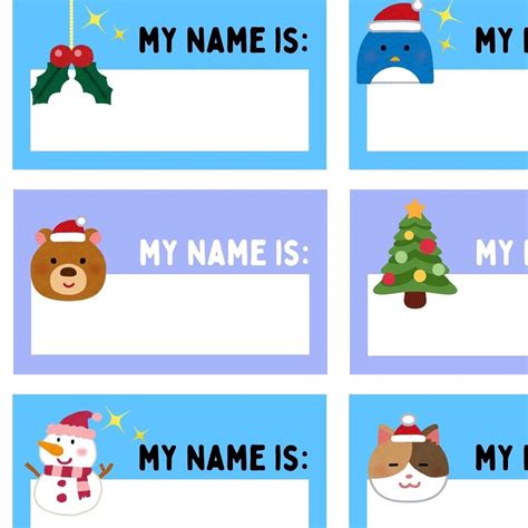 Printable Christmas Name Tags: Kids Party Decor (PDF & JPEG) - Etsy