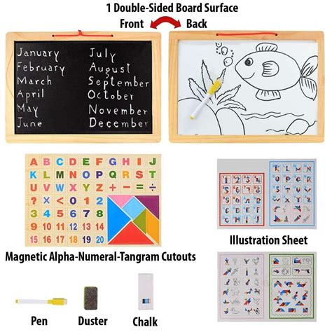 FunBlast Magnetic Double Sided White & Black Wooden Board with Tangram ...