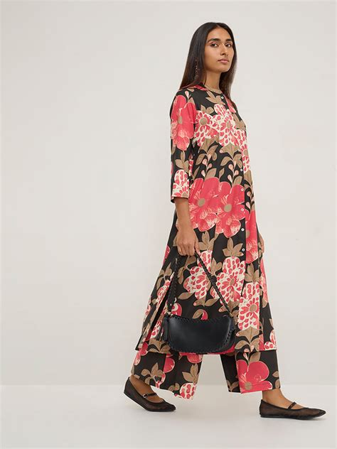Buy Utsa Black Floral Printed Palazzos from Westside