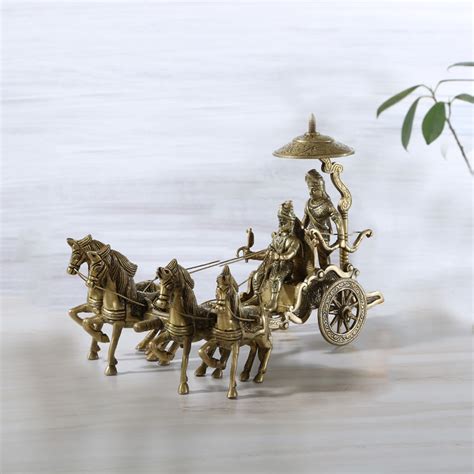 Brass Krishna Arjuna Rath Showpiece | Mahabharat Krishna Arjuna Rath C ...