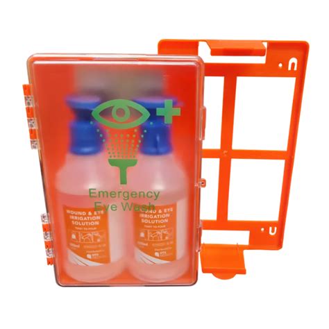 Eye Wash Station Wall Mountable with 2 x 500ml Eye Wash Saline Bottles ...