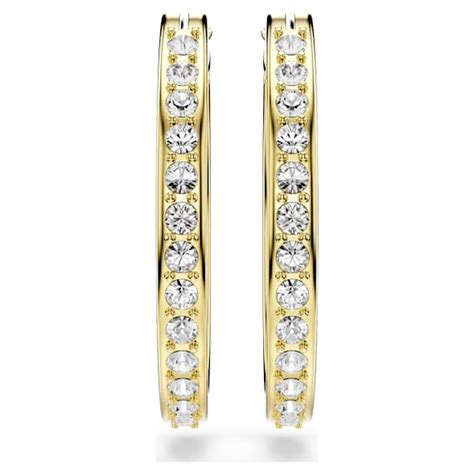 Sommerset hoop earrings, Small, White, Gold-tone plated | Swarovski