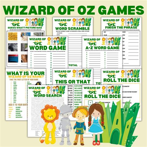 Wizard of Oz Game Bundle: Printable Party Games (instant Download) - Etsy