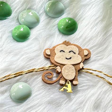 Buy Personalized Laser Cut Cute Monkey Shape Felt Kids Rakhi With ...