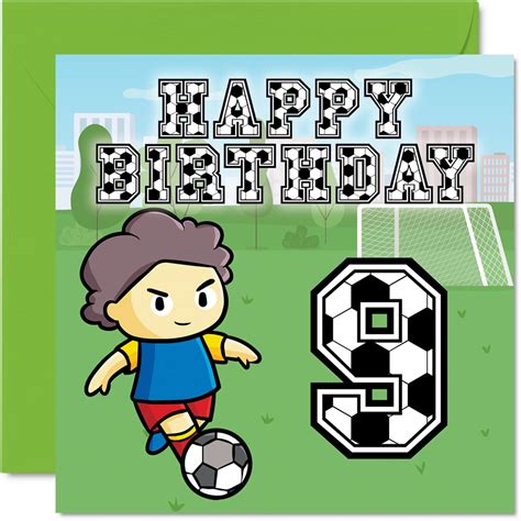 Buy 9th Birthday Card Boy - Football Fan - Happy Birthday Card 9 Year ...