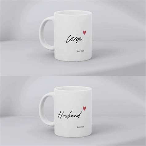 Custom Husband & Wife Mug Set with Names – Est. 2025 Couple Gift ...