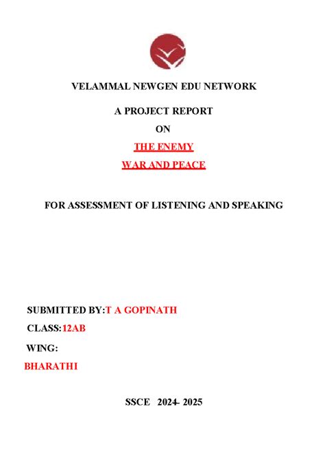 **ENGLISH CORE ASL Project: The Enemy - War vs. Peace Analysis** - Studocu