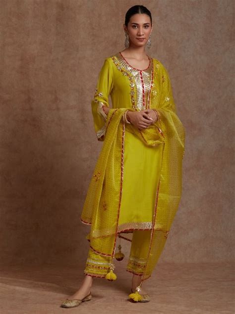 Yellow Gota Work Viscose Organza Dupatta