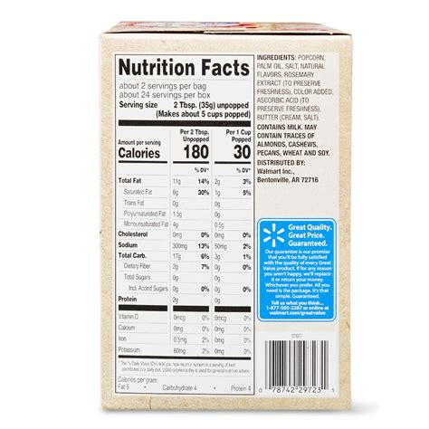 Microwave Popcorn Food Label at Ida Barrera blog