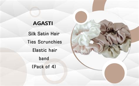 Buy AGASTI Silk Satin Hair Ties Scrunchies Elastic hair band - Pack of ...
