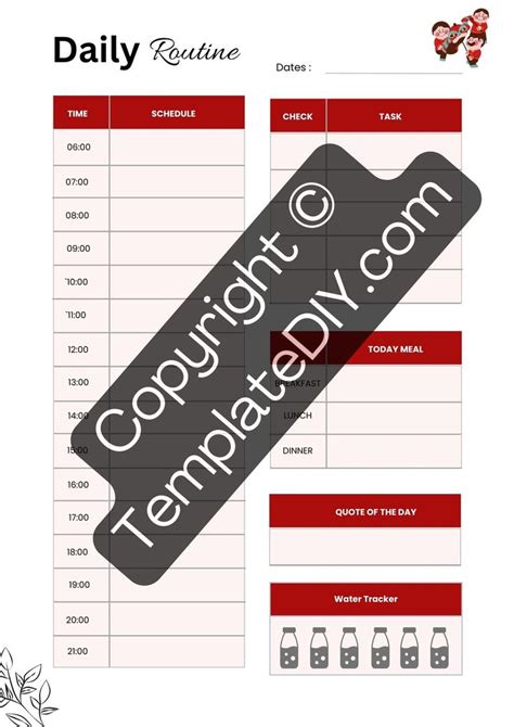 Image result for Clock Routine Time Table