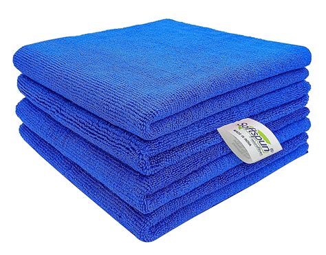 SOFTSPUN Microfiber Cloth 40x60 Cms, 4 Piece Towel Set, 340 GSM (Blue ...