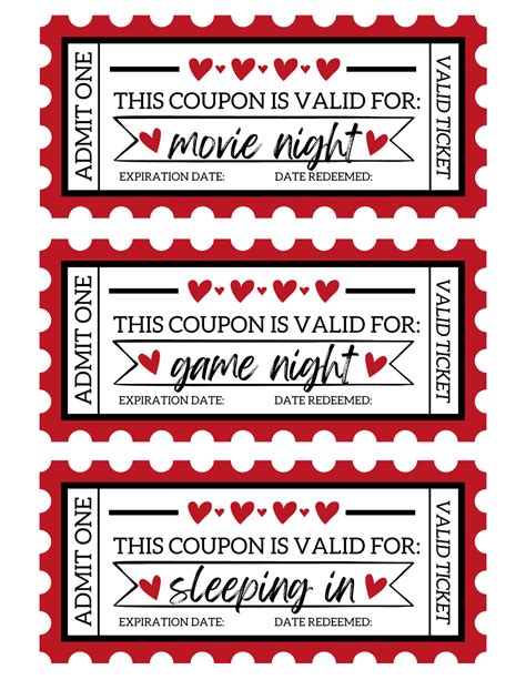 Printable Love Coupons - Free Printable