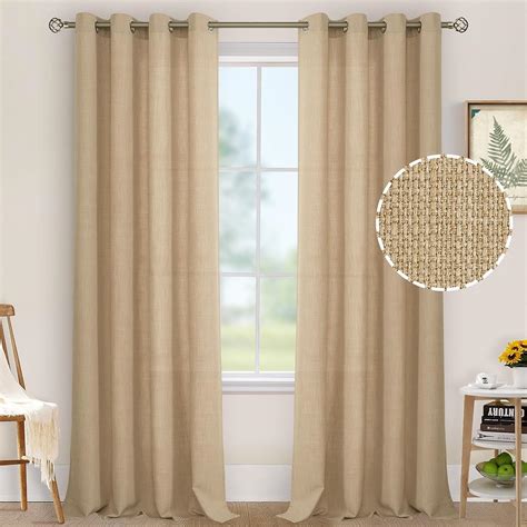 Amazon.com: LAMIT Natural Linen Curtains 95 Inches Long 2 Panels Set ...