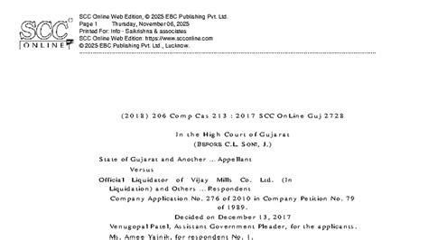 SCC 206 Comp Cas 213: Gujarat High Court Judgment Analysis - Studocu