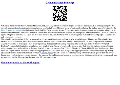 Criminal Minds Sociology | PDF