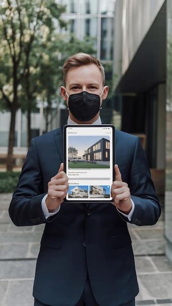 Front view real estate agent holding tablet | Premium AI-generated image