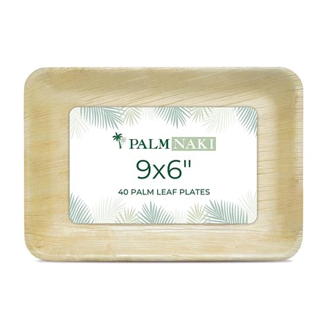 Buy Palm Naki Rectangle Palm Leaf Plates (40 Count) - Disposable ...