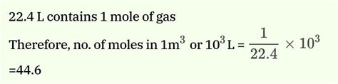 The number of moles of a gas in 1 m^3 of volume at NTP is: - - Brainly.in
