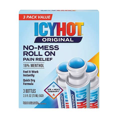 Icy Hot Medicated Pain Relief, No Mess Roll-On, 3 pk./2.5 oz. | BJ's ...