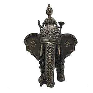 Buy Dhokra Art Bell Metal Elephant with Kamdev Statue Handmade Craft ...