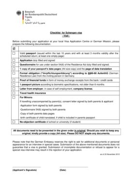 Checklist For Schengen Visa Germany - Fill Online, Printable, Fillable ...