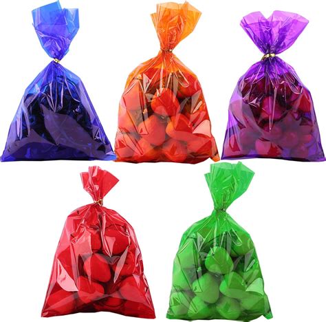 Amazon.com: Morepack Valentines Colored Cellophane Treat Bags, 6x9 Inch ...