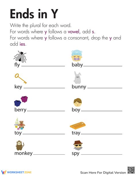 Change Nouns Ending In Y To IES Worksheet